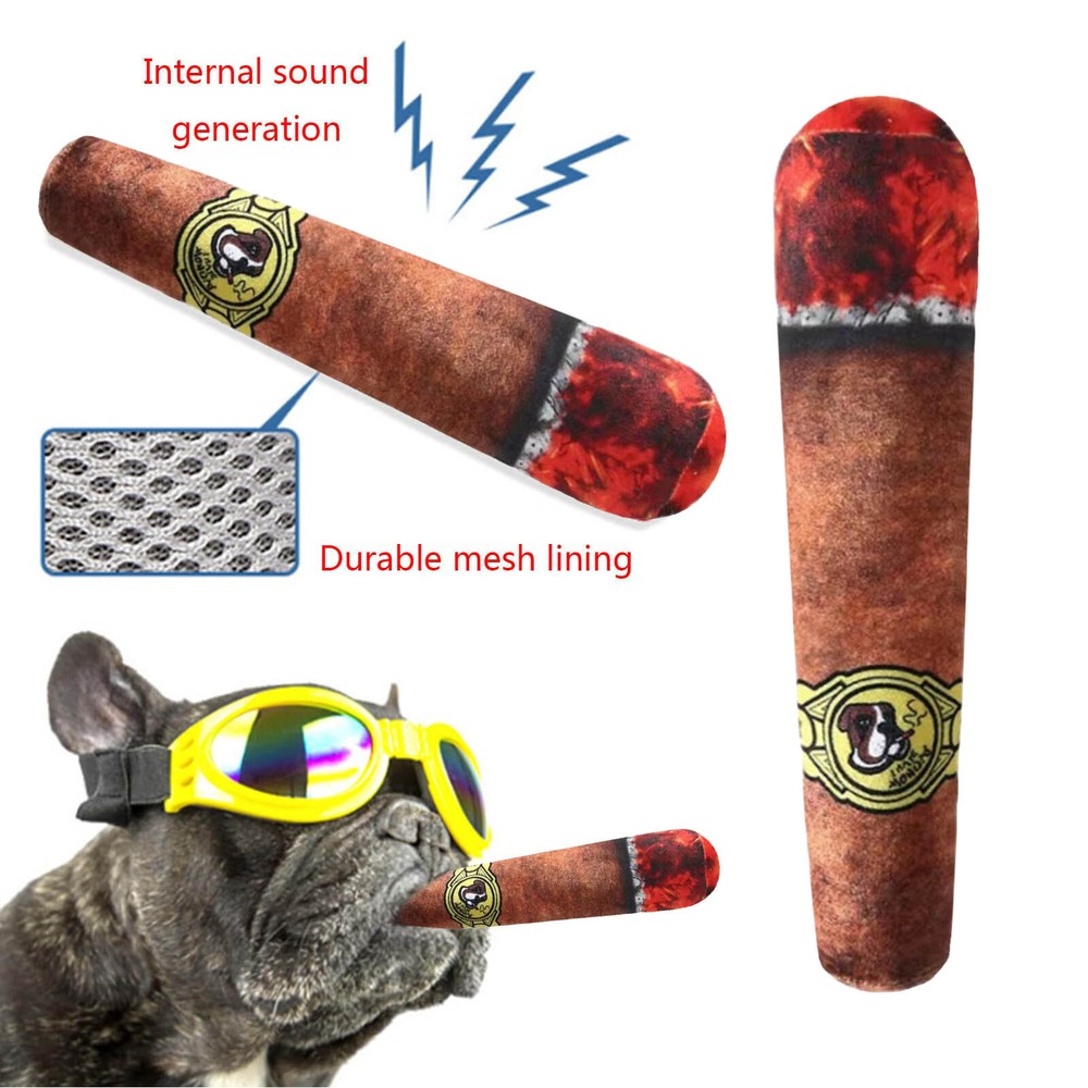 Dogs Chew Toys Funny Stuffed Squeaky Prank Toy Cigar Shape Pets Cosplay Party