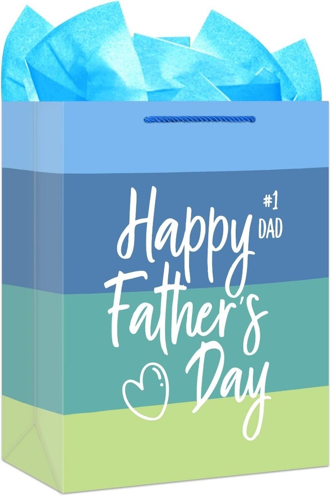 Fathers Day Gift Bag 11.5 Inch Medium Paper Gift Bag with Tissue-image