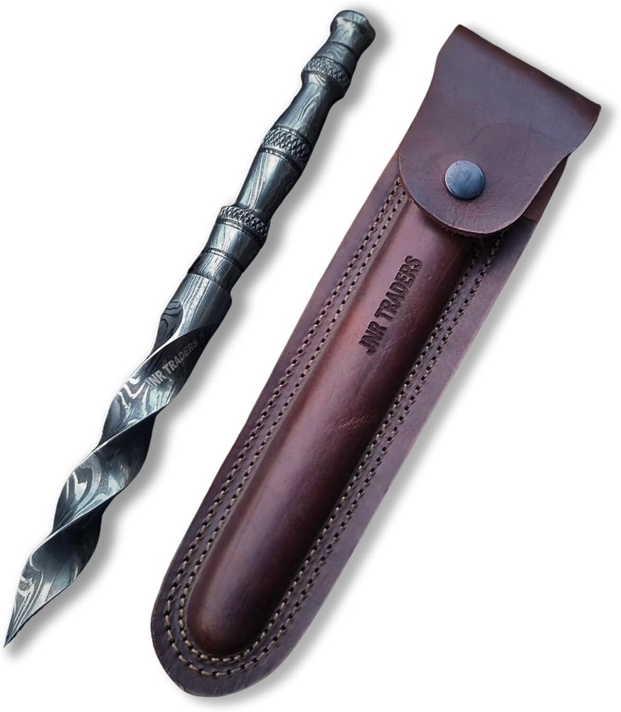 9-Inch Custom Handmade Damascus Steel M48 Cyclone Tri-Edge Dagger