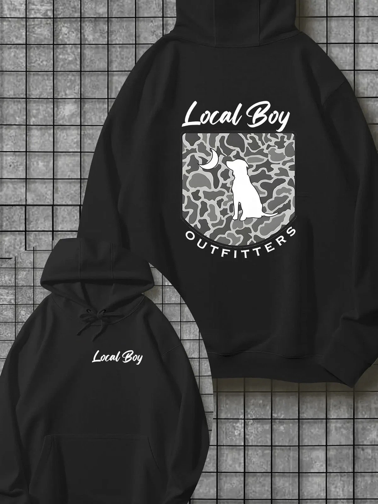 Men's 360g Heavyweight Hooded Sweatshirt - Double-Sided Local Boy Graphic