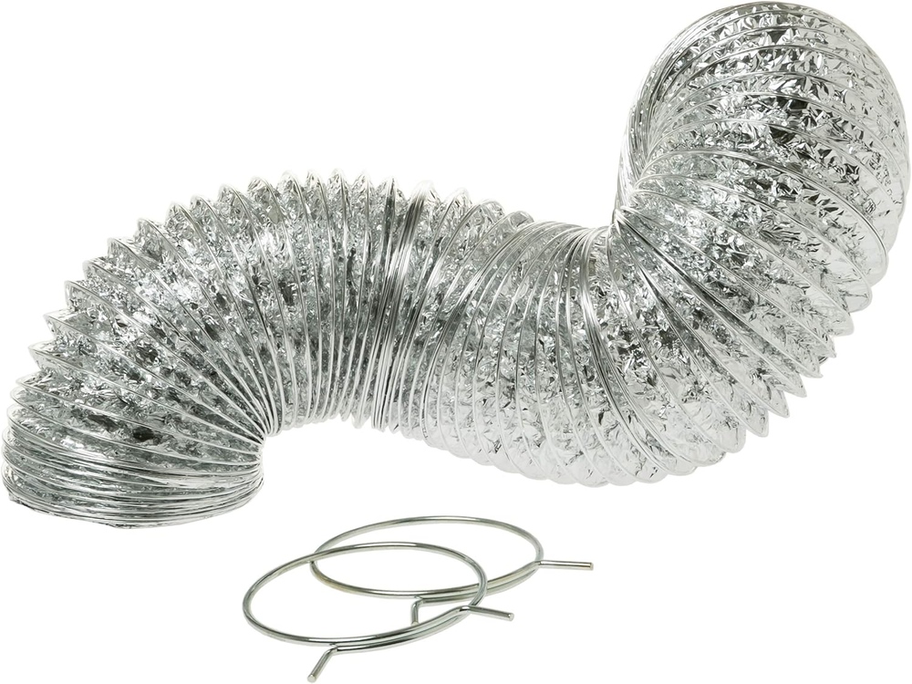 Dryer Vent, PM8X73 Flexible Foil Clothes Dryer Duct with Clamps, UL Approved