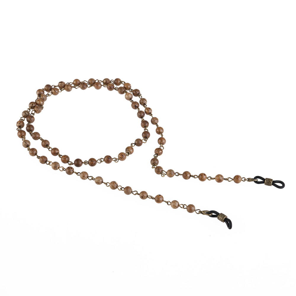 Stylish Wood Bead Eyeglass Chain Sunglasses Strap Holder Practical Design