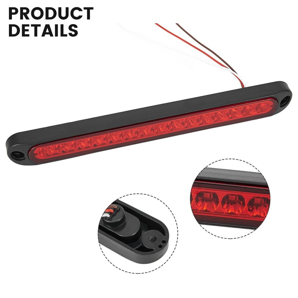 Red LED Stop Turn Tail Light Bar for Trucks Trailers Slim Waterproof 15 LEDs