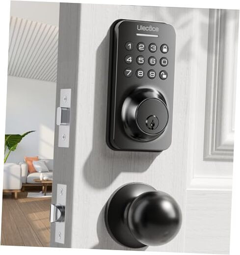 Smart Keyless Entry Deadbolt Lock with Handle Set for Front Doors