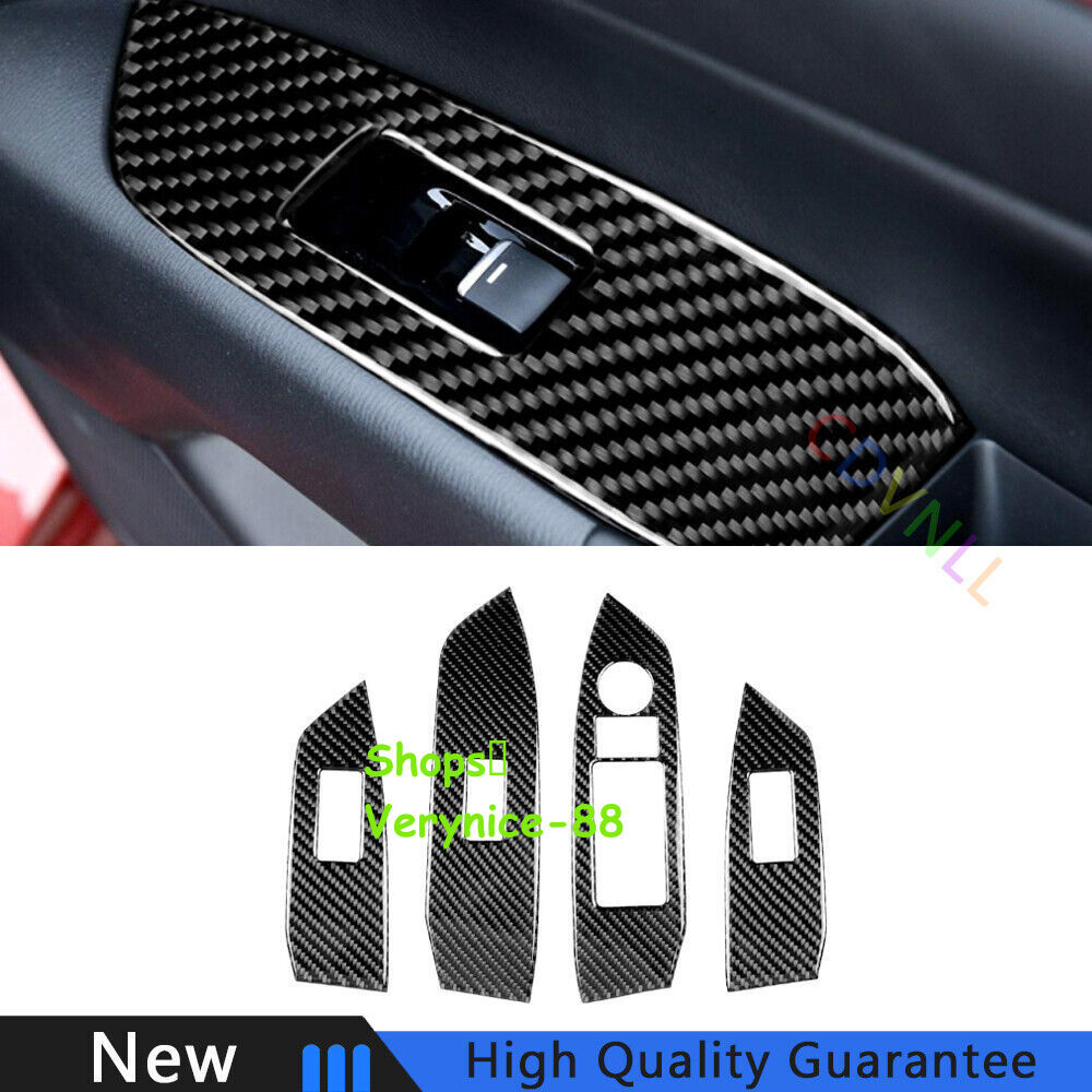 For Mazda CX-5 2017-2021 Real Carbon Fiber Car Window Lock Lift Panel Frame Trim