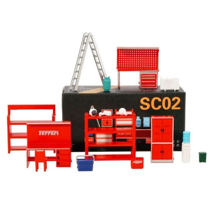 US 1/64 Diorama Model Car Garage Maintenance Tools Display Scenery Model Set Toy