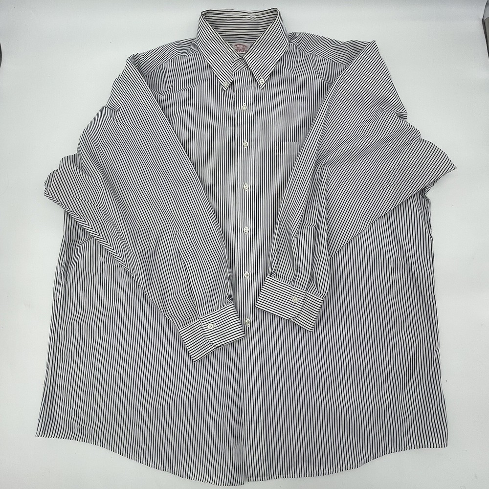 VTG BROOKS BROTHERS 18-4 LONG Sleeve Black/White STRIPE Button Down Shirt *READ*