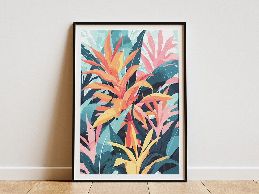 Tropical Leaves Poster Botanical Wall Art Minimalist Abstract Print Home Decor