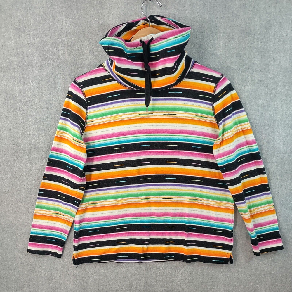 Chaps Ralph Lauren Sweater Medium Serape Striped Knit Cowl Southwest Pullover