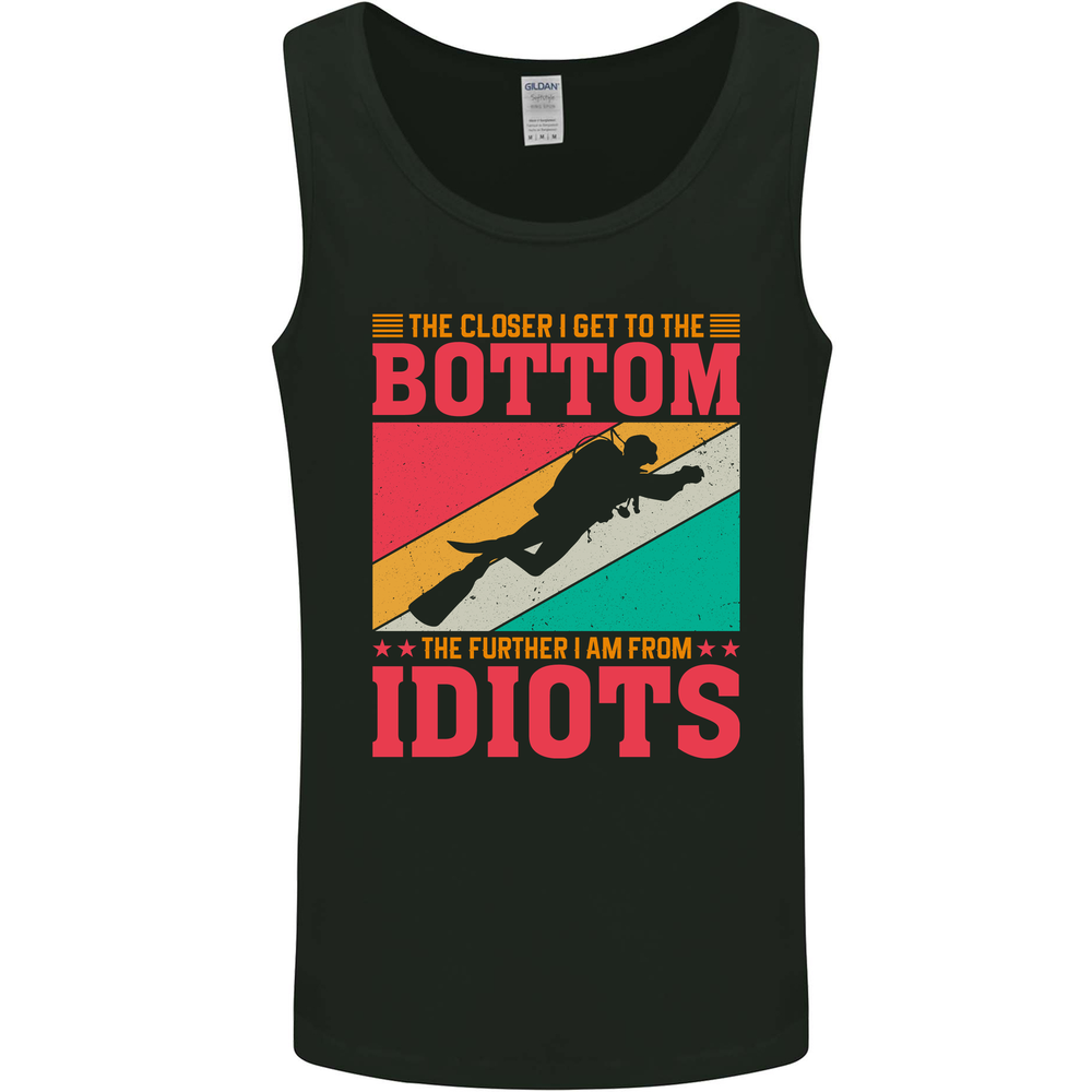 Further From Idiots Funny Scuba Diving Diver Mens Vest Tank Top