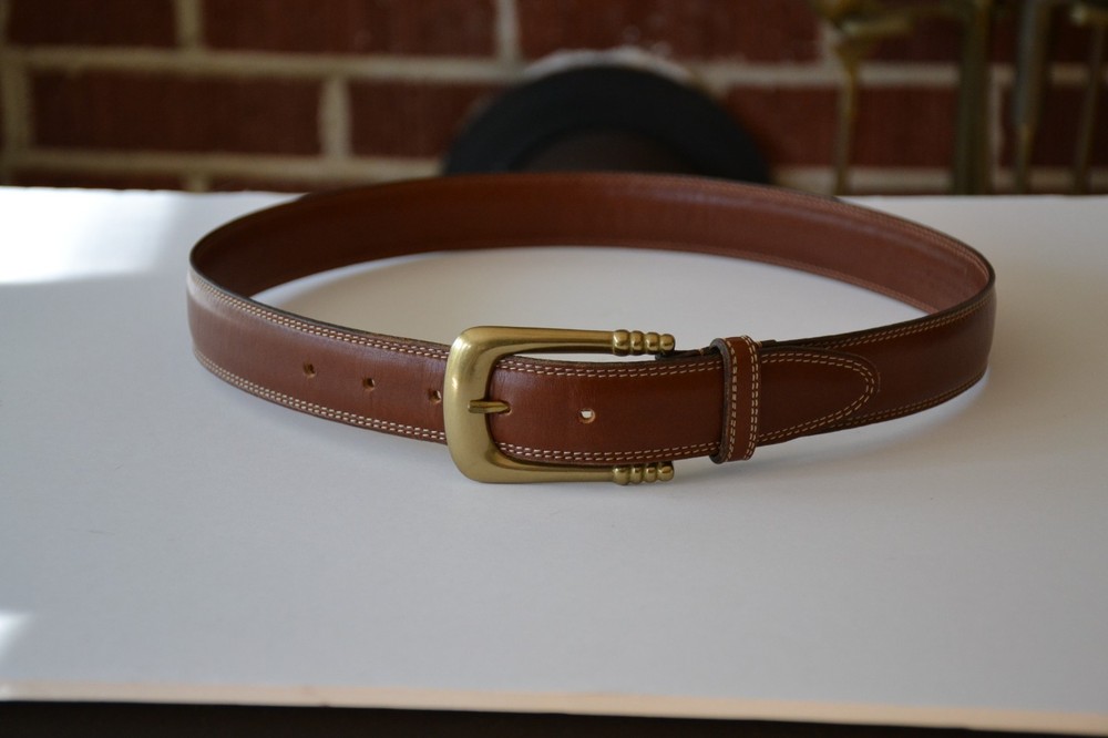 Coach 3910 Bridle Leather Belt British Tan Solid Brass Large USA