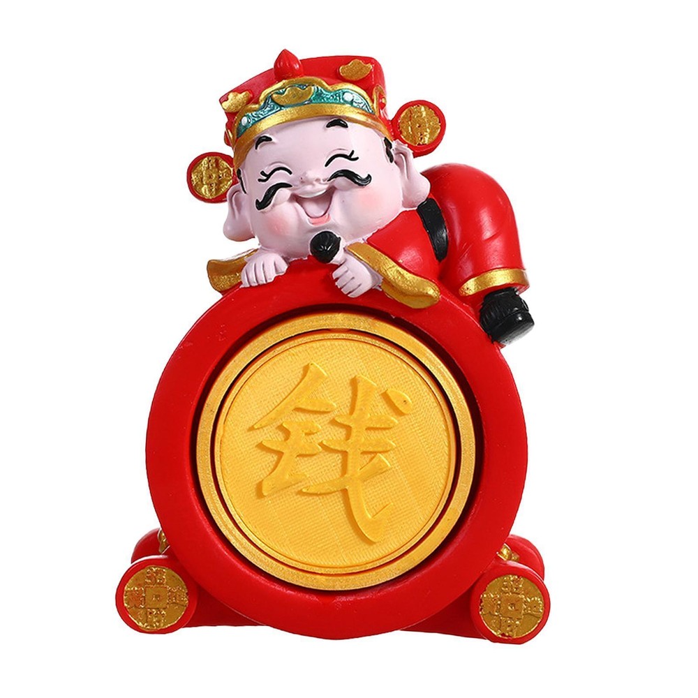 God of Wealth Figurine Decorative Small Sculpture for Cabinet Desk Bookshelf