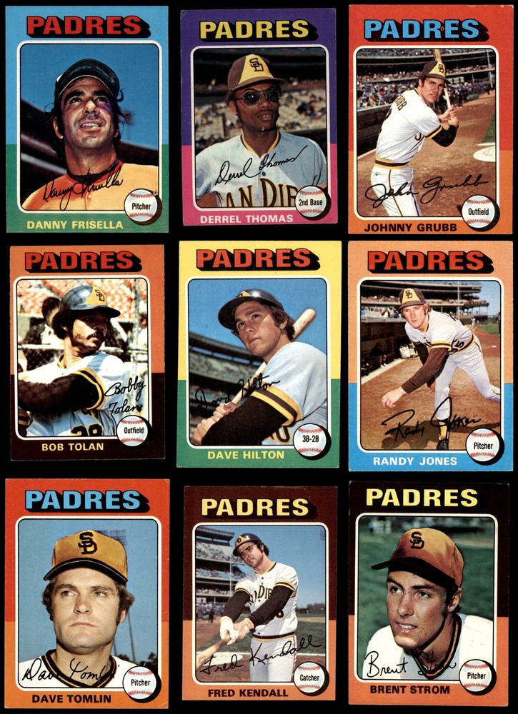 1975 Topps San Diego Padres Team Set 16 of 24 Cards VG-EX+ Condition