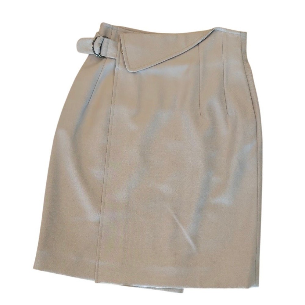 Giorgio Armani Skirt Made in Italy, Beige Wool Blend with Belt Detail