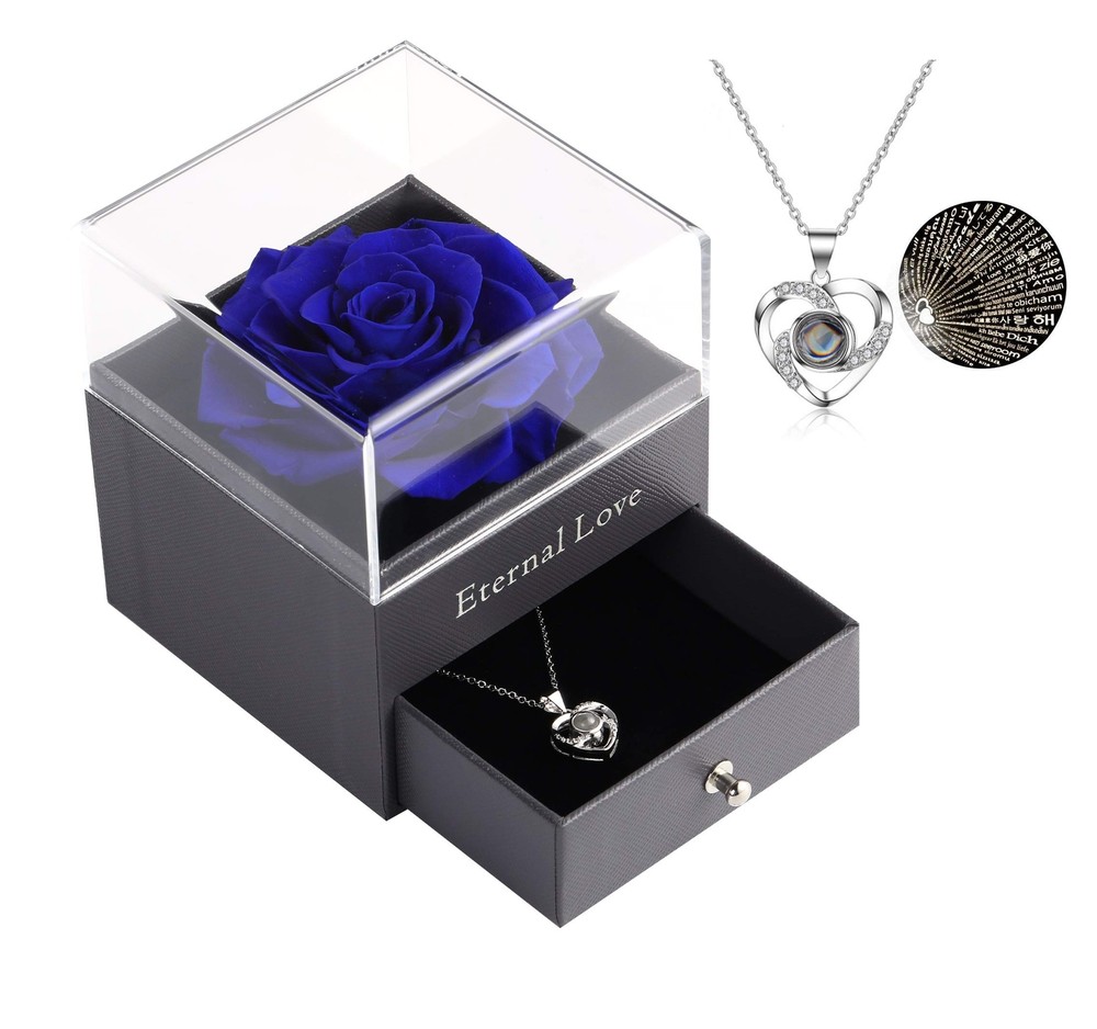 Mothers Day Preserved Real Rose Flower Gift with Silver-Tone Accents for Her-image