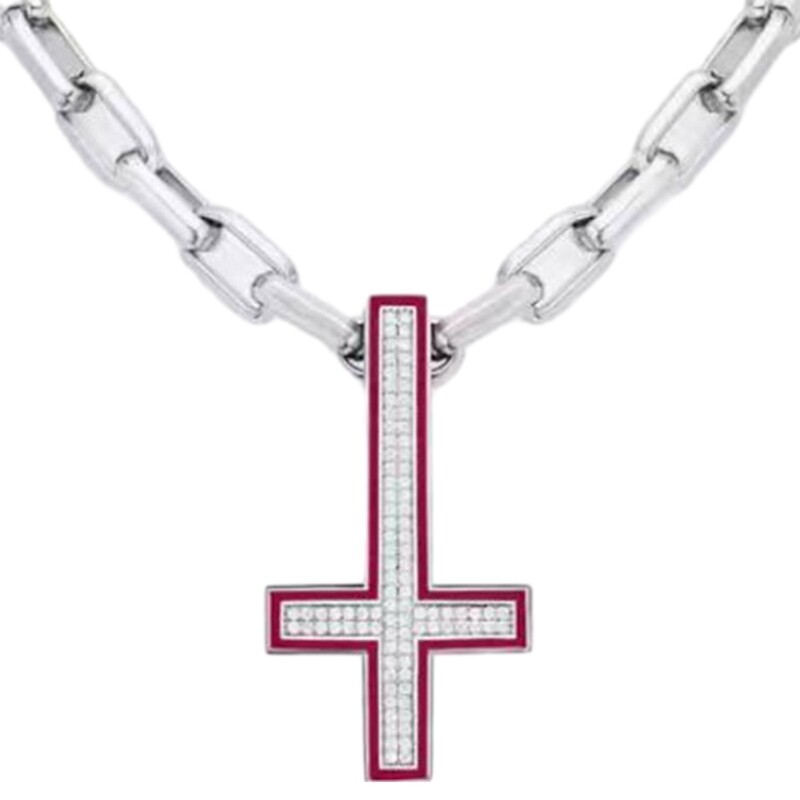 Zircon Inverted Crossed Necklace Sweater Chain Female Hip-hop Non-fading Jewelry