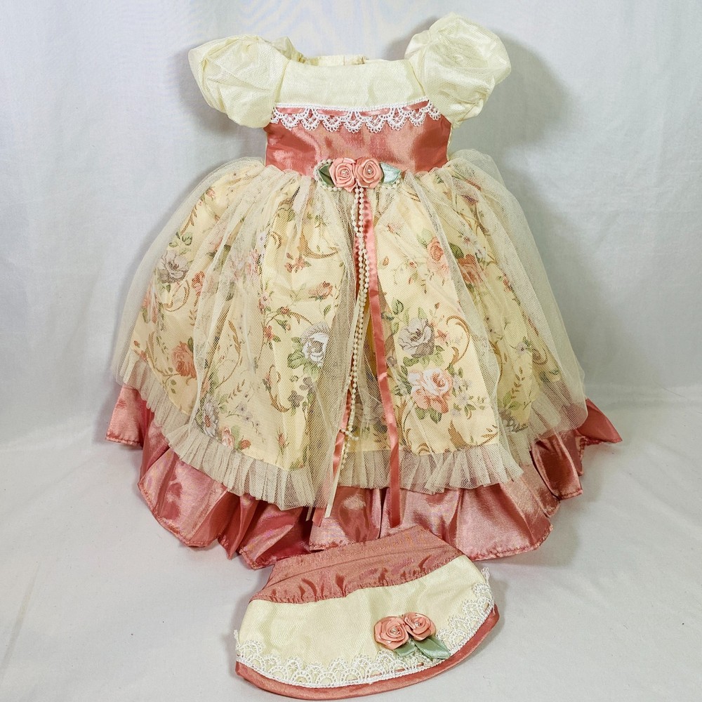 Colonial/Regency Gown Cream/Rose Dress/Hat Outfit Set for 18