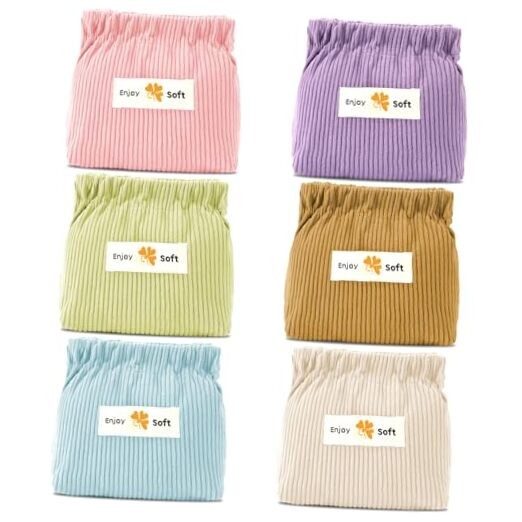 6-Piece Corduroy Hair Tie Storage Bag & Makeup Pouch in 6 Colors