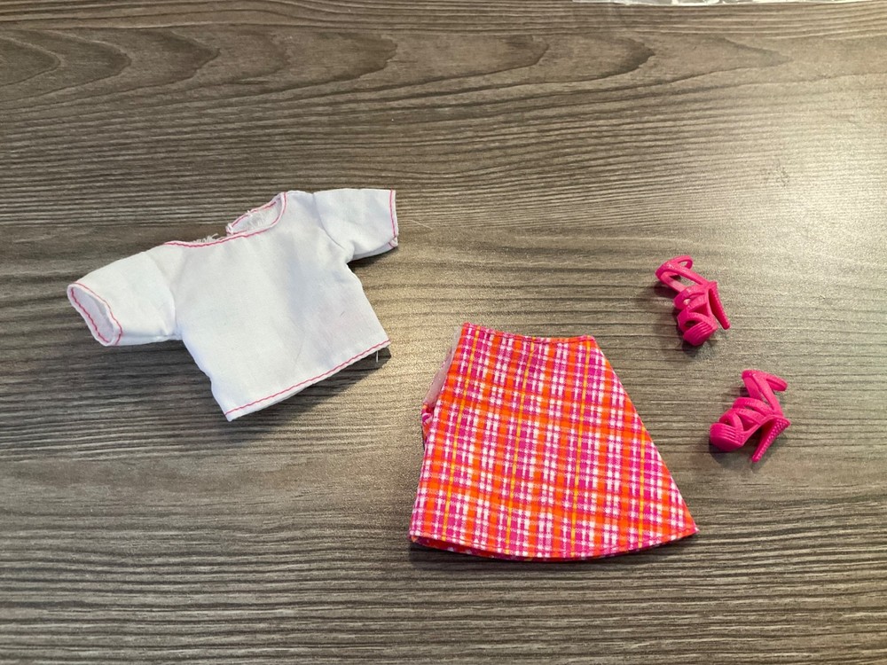 Mattel Barbie Doll Clothes Top Shirt Skirt Shoes Outfit Set Lot