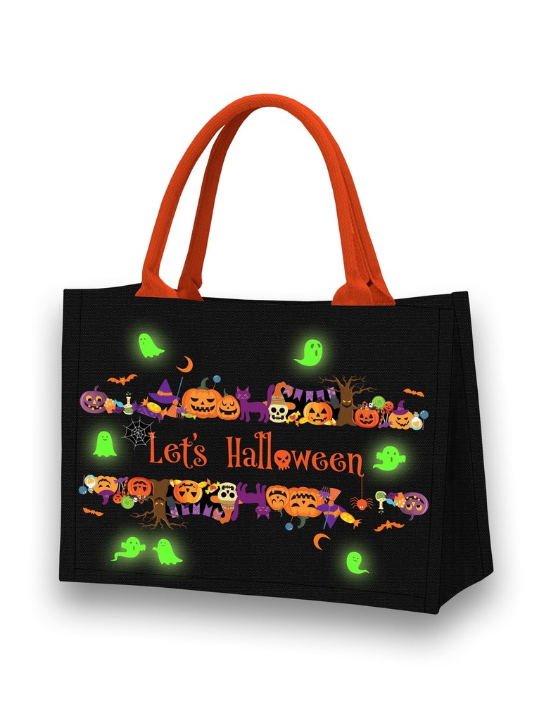 Halloween Canvas Candy Tote Bag With Handle, Ghosts Glow In The Dark, Great P...