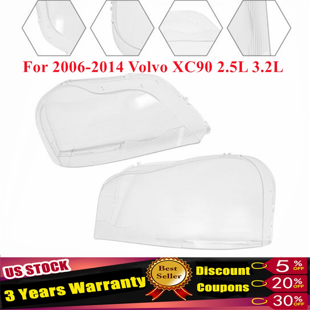 2006-2014 Volvo XC90 Headlight Lens Replacement Cover Pair - OEM Fit  