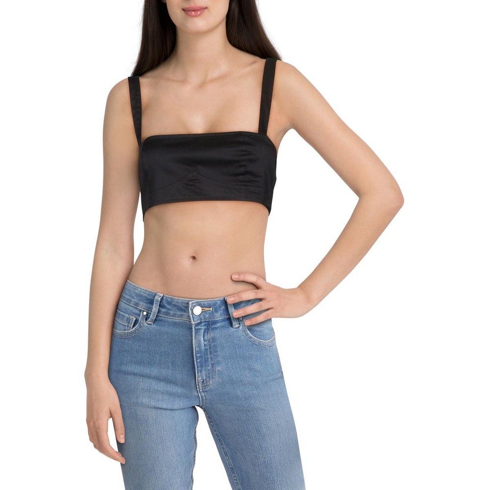 Danielle Bernstein Womens Black Bra Tank Short Crop Top Cami 8  6263
