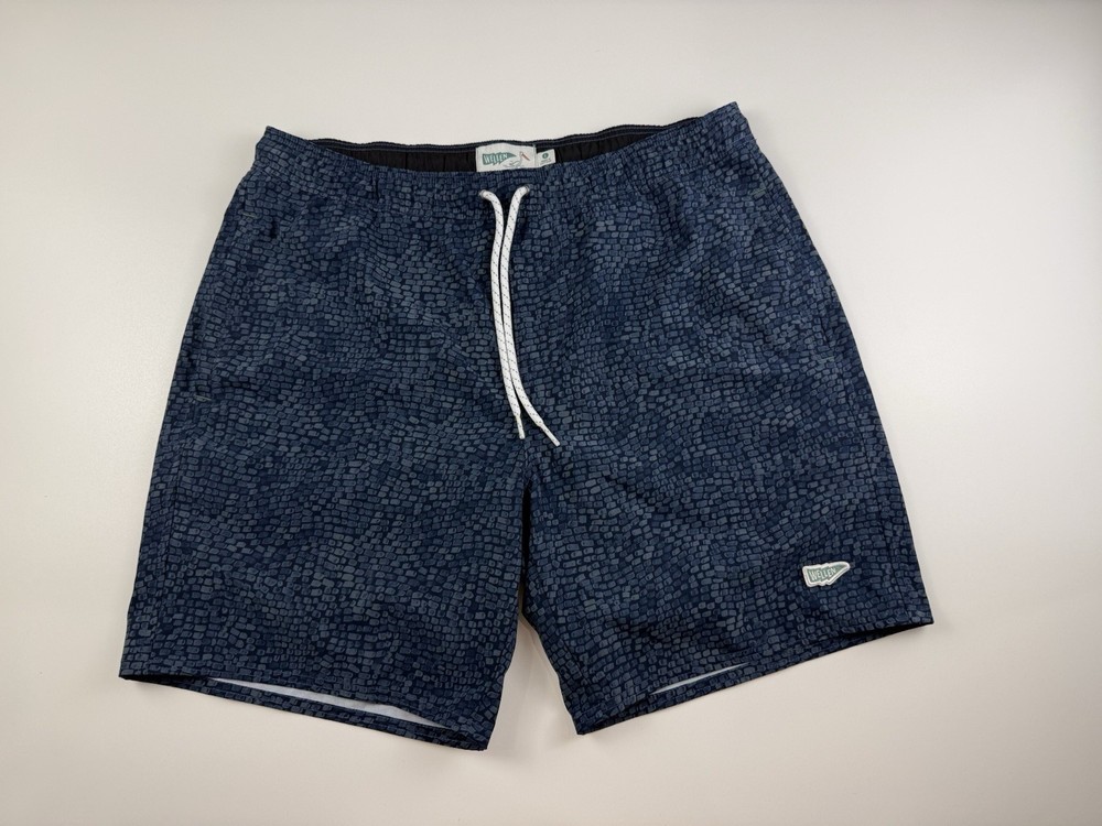 Wellen Performance Lined Swim Trunks Men L 8” Drawstring Beach Stretch AOP