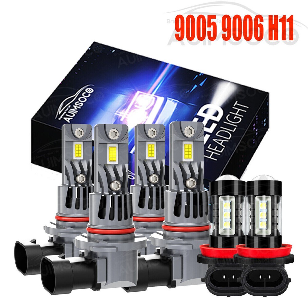 For Fiat 500X 2016-2018 2019 8000K LED Headlight Hi/Lo+Fog Light 6 Bulbs Combo