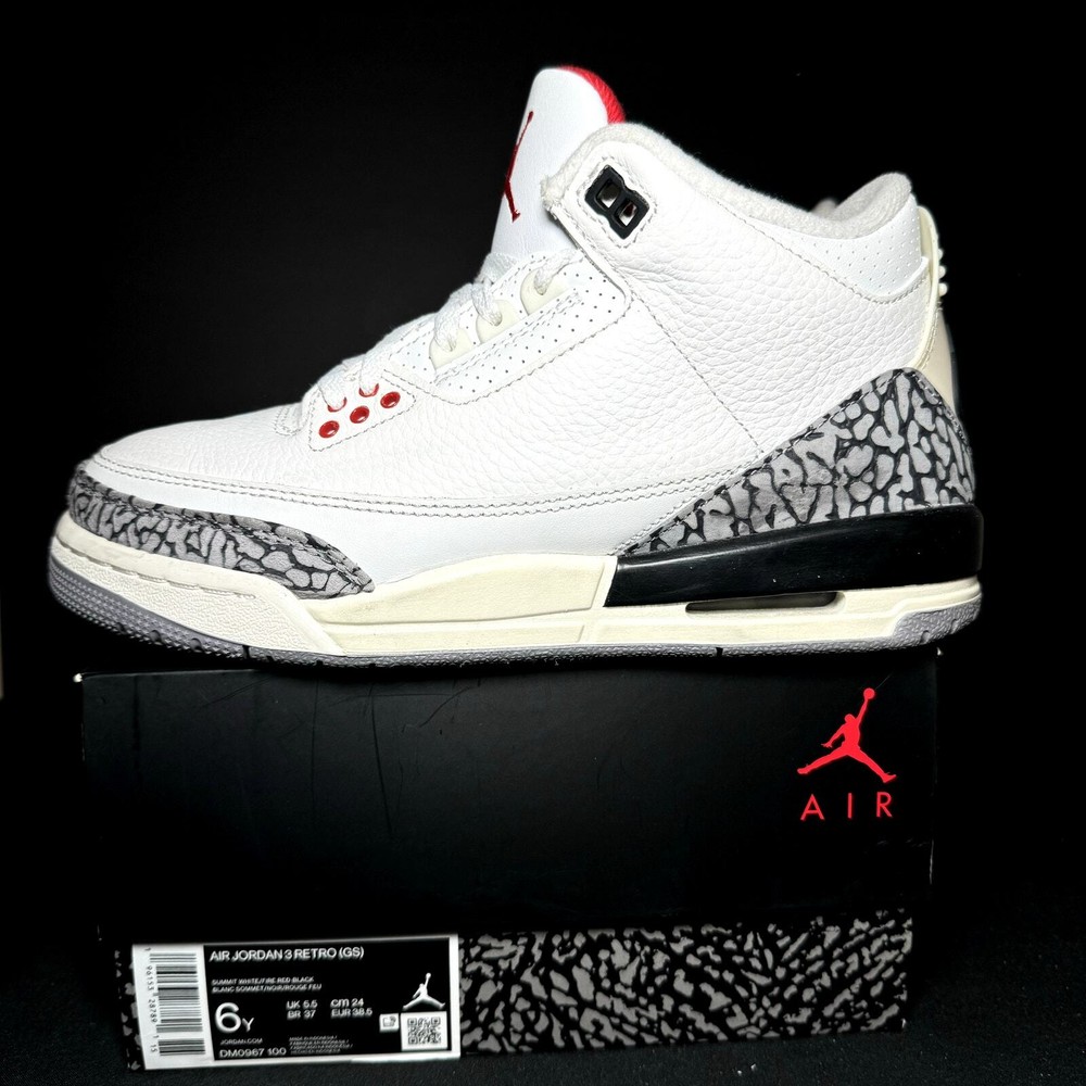 Nike Air Jordan 3 Retro GS White Cement Reimagined Men's Shoes - Size 6