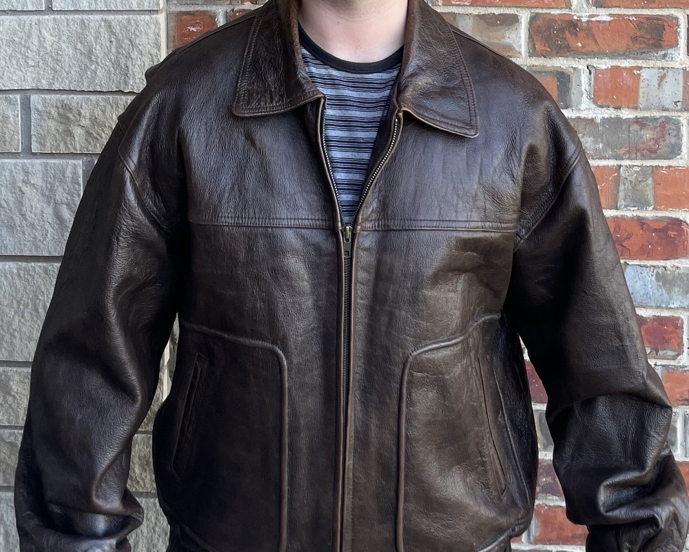 1970s Spiegel brown leather jacket for men vintage retro style