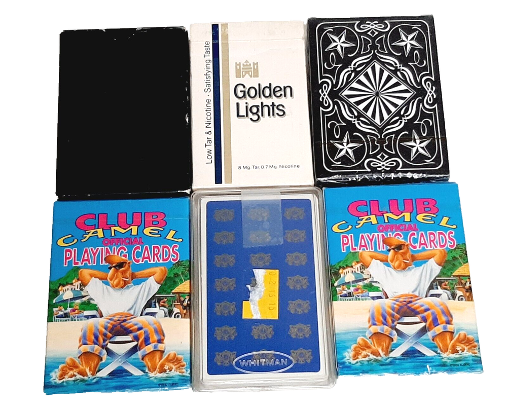 Cigarette Smoking Playing Cards Bundle Lot of 6 Tobacciana Decks Camel, Marlboro
