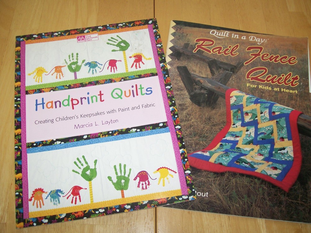 2 Kids Quilting Activity Books for Handprint & Rail Fence Quilt Projects