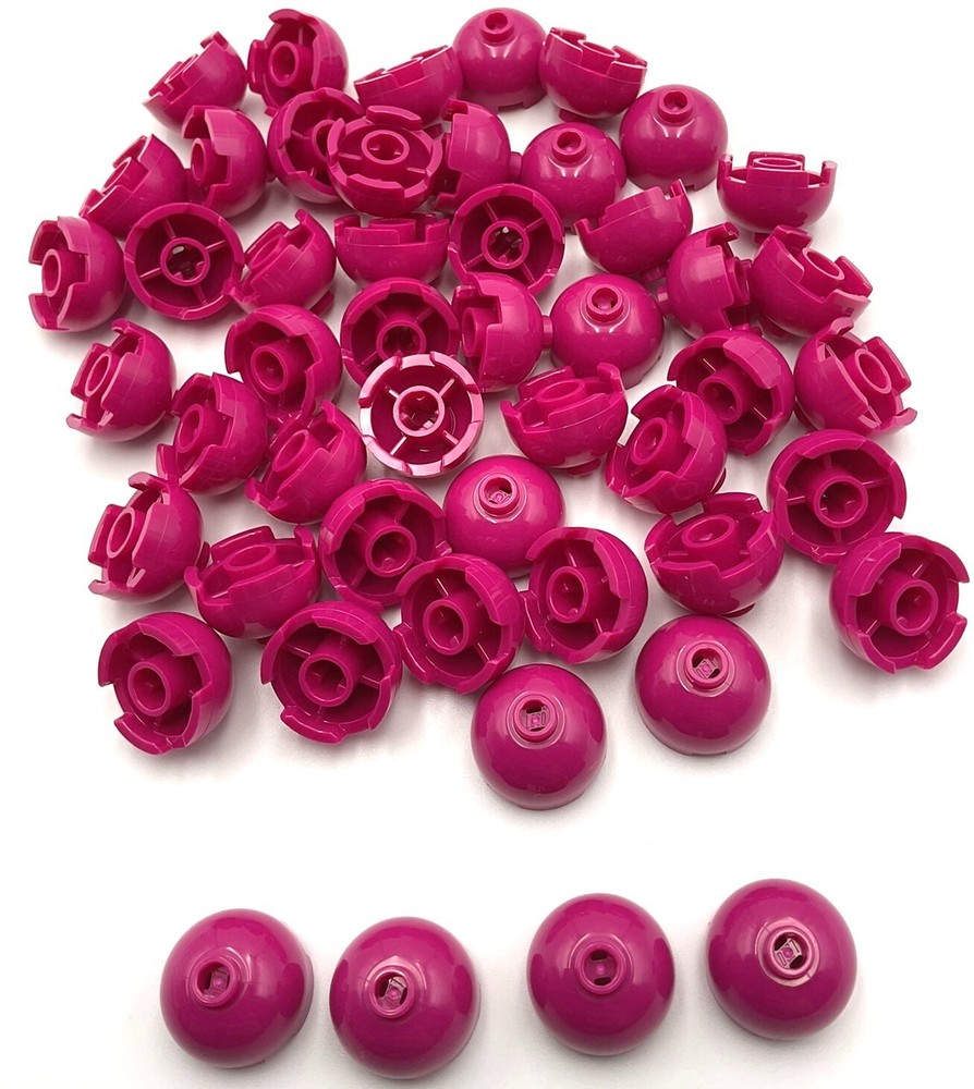 Lego 50 Magenta 2x2 Dome Top Building Bricks Round Parts