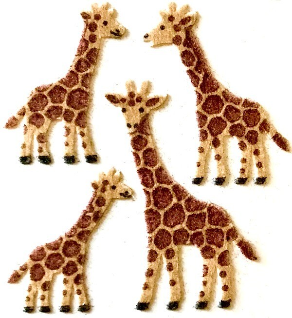 Sandylion Stickers  *VINTAGE*    Fuzzy GIRAFFES, GIRAFFE FAMILY