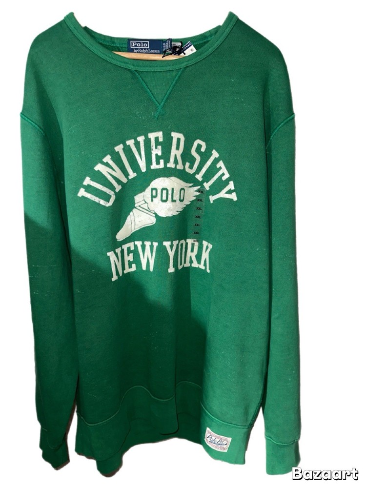 Polo Ralph Lauren VTG Preppy P-Wing New York University Pullover Sweatshirt 2XL