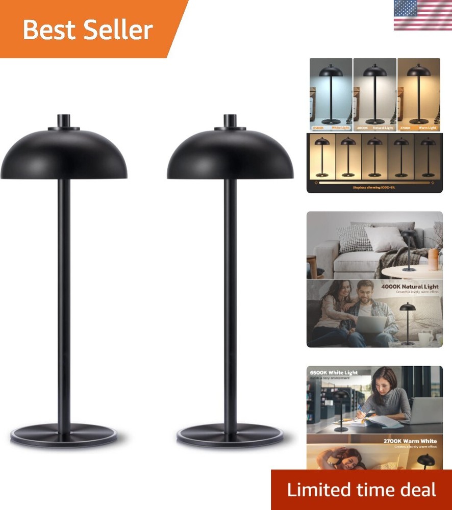 Rechargeable Cordless Table Lamp 2 Pack with 5000mAh Battery and 3 Color Modes