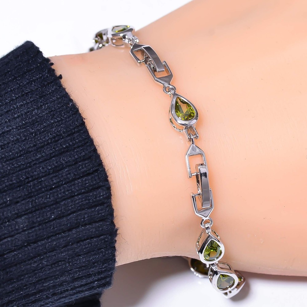 Green Tourmaline 925 Sterling Silver Tennis Bracelet 7.99