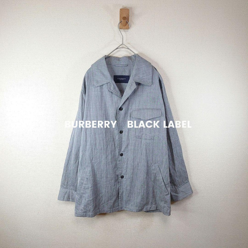 Burberry Black Label S Washed Linen Shirt Jacket Grey F/S from Japan