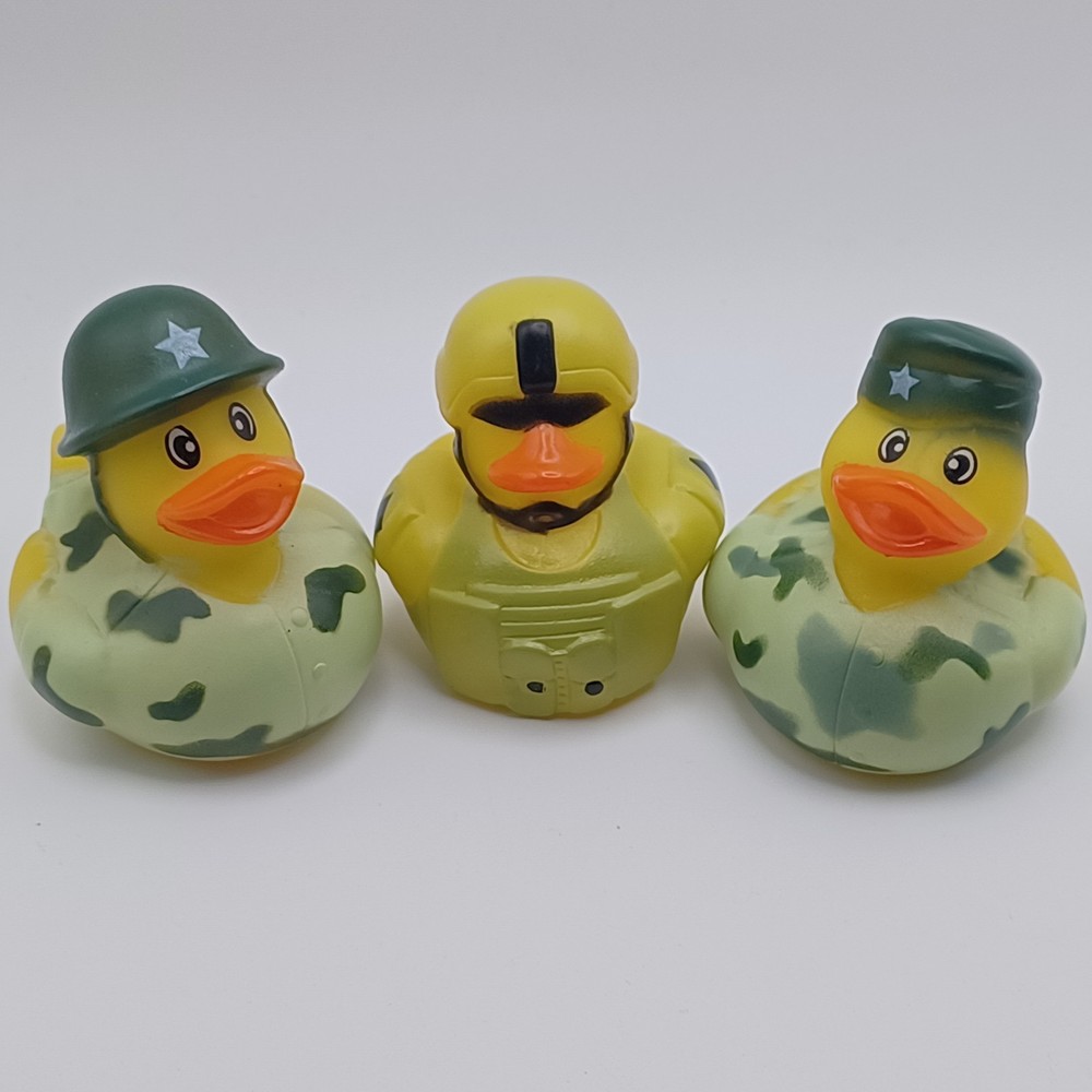 Army Soldier Rubber Duckies 3-Pack with Camo Uniform Helmet Vest