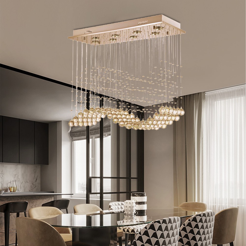 LED Ceiling Light Modern Raindrop Crystal Luxury Chandelier Pendant Lamp Fixture