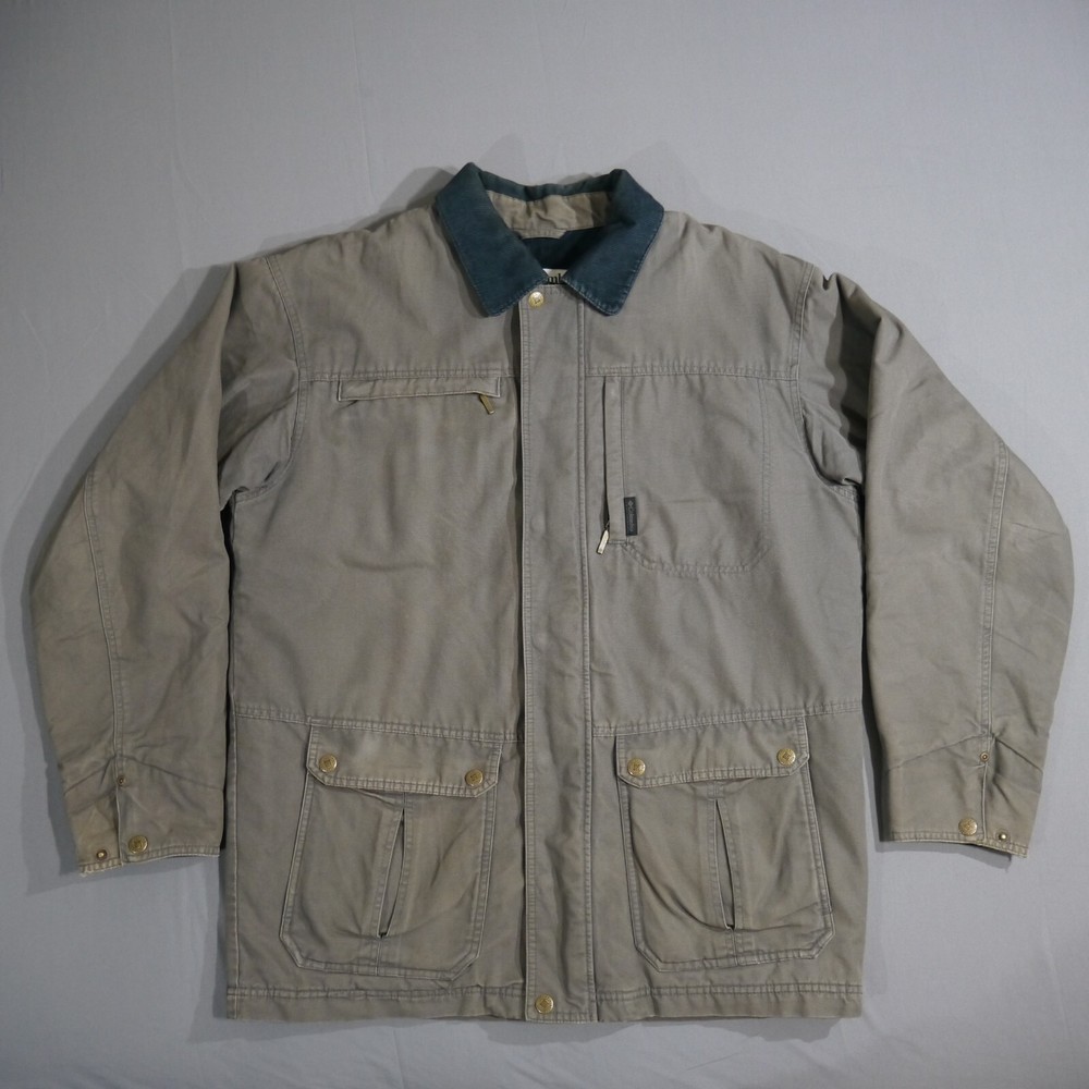 Columbia Jacket Mens L Gray Cotton Barn Coat Field Chore Wool Lined Outdoor