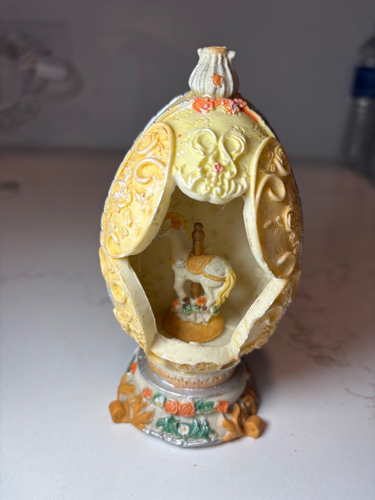 Vintage Ceramic Carousel Egg 5 inch Tall  Ks collection  kitschy decor