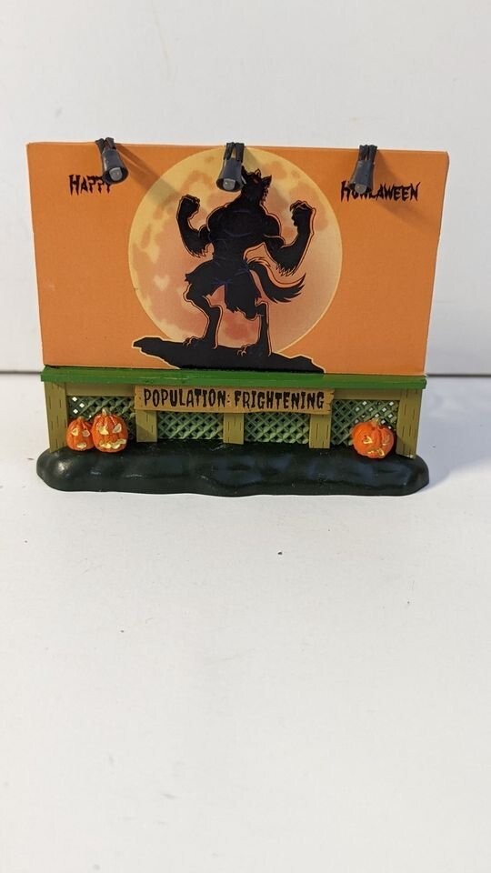 Custom Lemax Spooky Town Lighted Billboard with Happy Howlaween Werewolf Feature