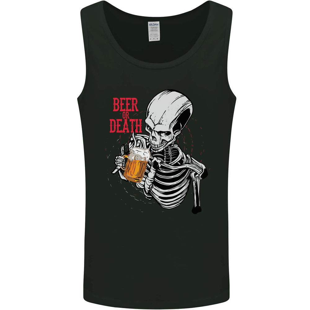 Beer or Death Skull Funny Alcohol Mens Vest Tank Top