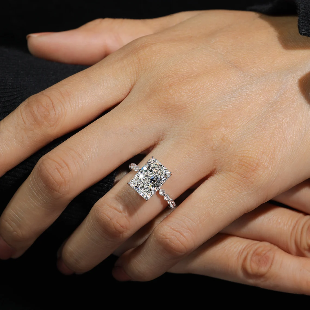 Lab Created Diamond Radiant Cut Engagement Ring 6ct Gold b...