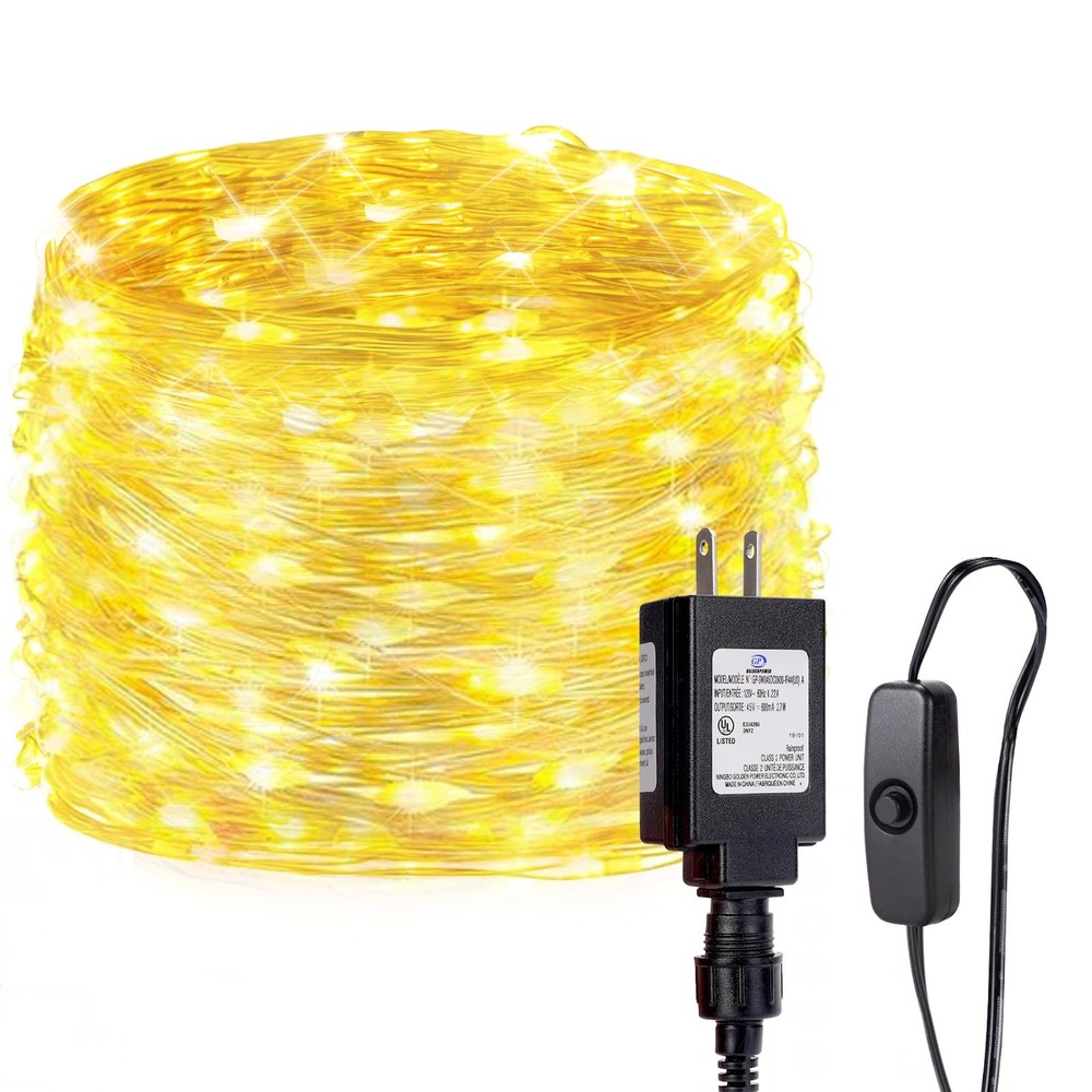 lezoura Fairy Lights Plug in, 33ft 100 LED String Lights Warm White Copper Wi...