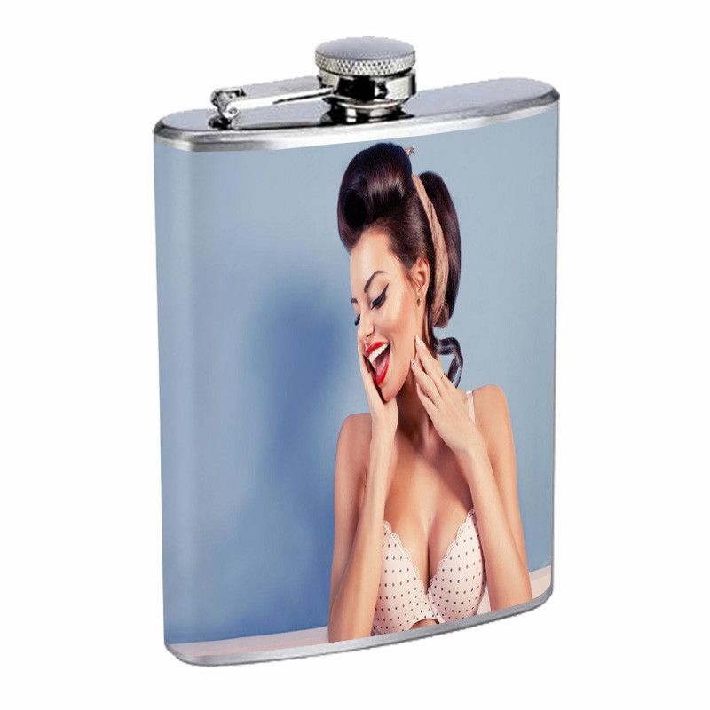 Brooklyn NY Pin Up Girls D1 Flask 8oz Stainless Steel Hip Drinking Whiskey