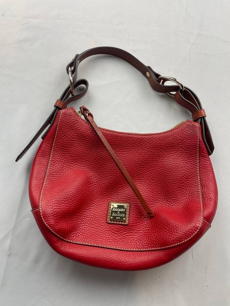 Dooney & Bourke Pebble Grain Leather Hobo Shoulder Bag Red
