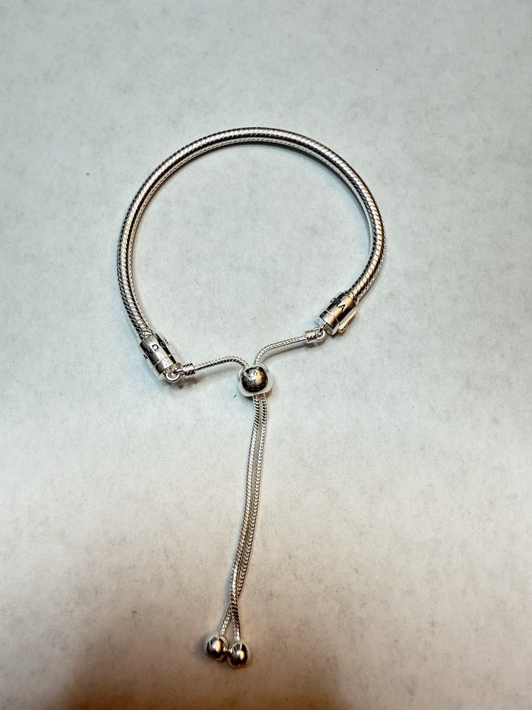 Pandora 925 Sterling Silver Adjustable Sliding Bangle Bracelet