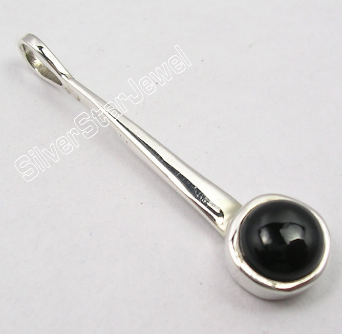 FLASH SALE 925 Silver Black Onyx Hip Hop Jewelry Pendant 1.6 Inches Online-image